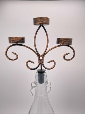 Twine 3-Tier Wine Bottle Candelabra Wrought Iron Candle Holder Centerpiece New